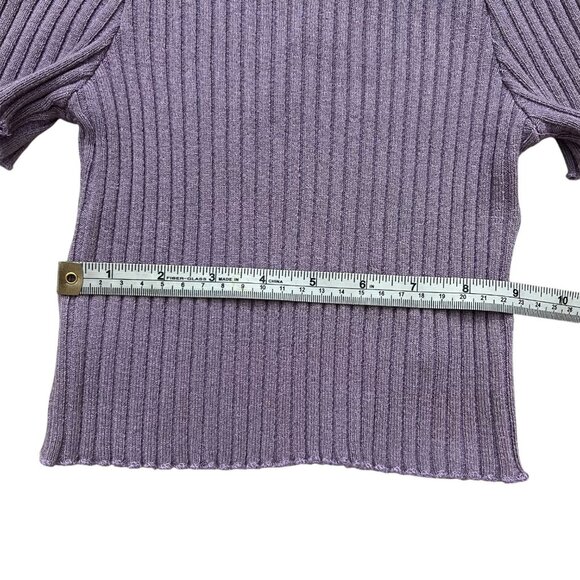 Windsor Ribbed Off the Shoulder Crop Top Purple S Cottagecore Pastel Festival - Picture 5 of 6